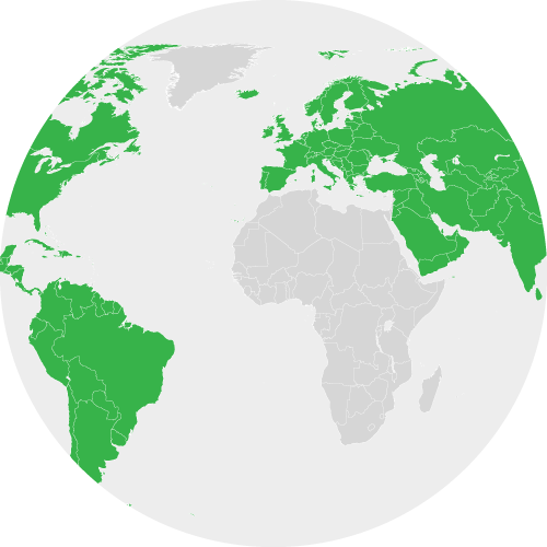 Различные области Европы и Азии, Северная и Южная Америки